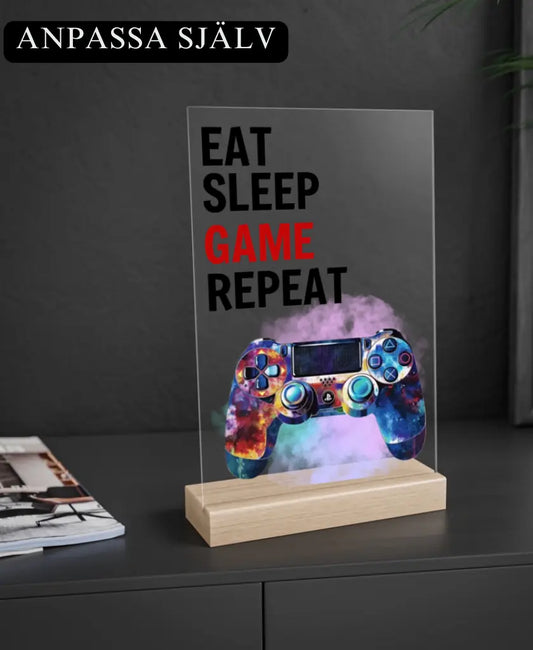 Glastavla Gaming EAT SLEEP REPEAT - PS5/XBOX/PC - Anpassa själv!